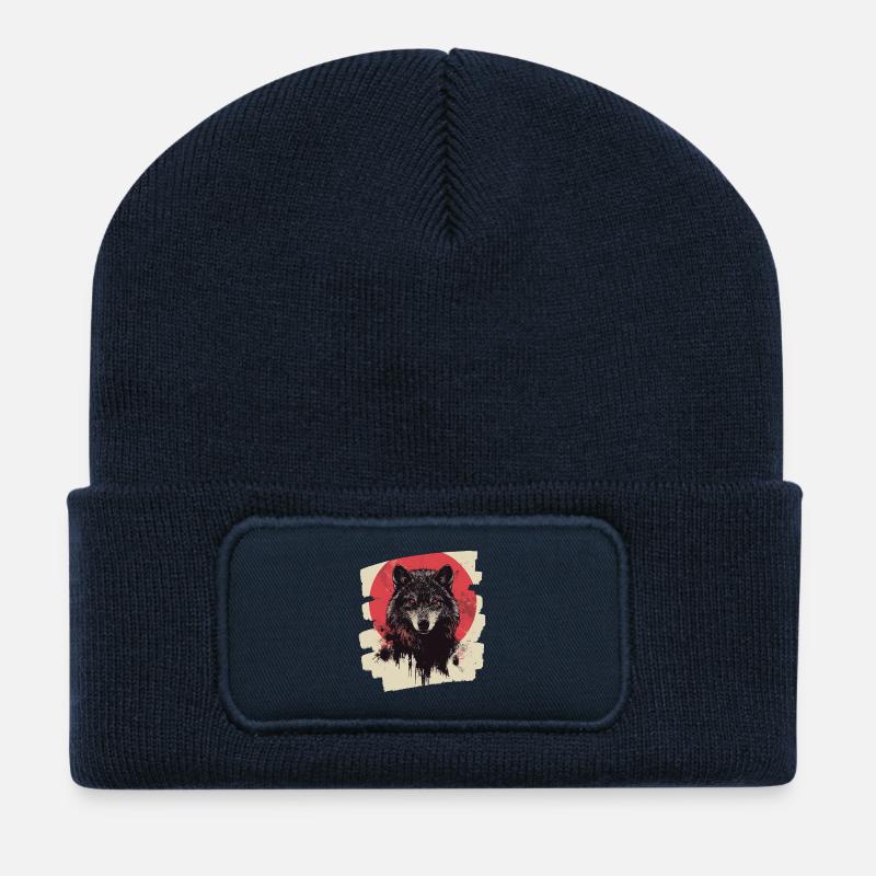 Wolf Retro - Recycelte Patch Beanie - French Navy