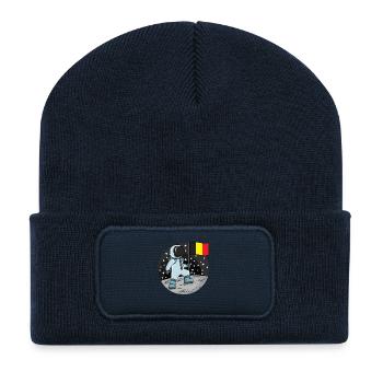 Astronaut mit belgischer Flagge im Weltraum - Recycelte Patch Beanie - French Navy - Vorne