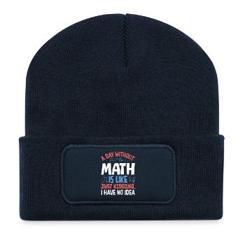 Une journée sans maths, c’est comme... - Beanie recyclé à patch - bleu marine - Devant