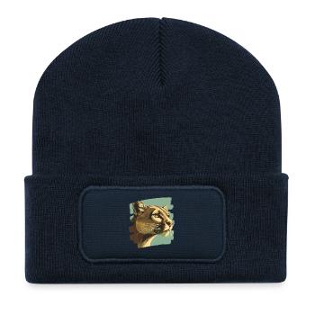 Lion from mountain Retro - Recycled Patch Beanie - french navy - Front