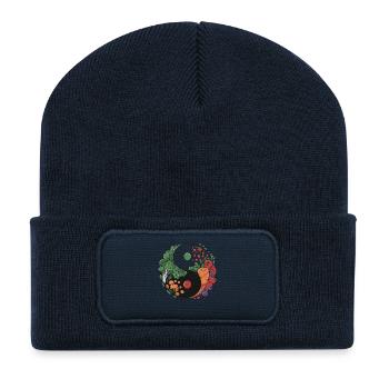Yin Yang Équilibre Végétal - Beanie recyclé à patch - bleu marine - Devant