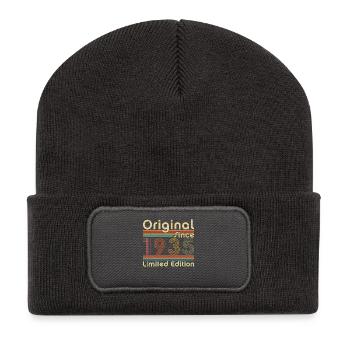 1935 Vintage Retro 90 Jahre Geburtstagsgeschenk - Recycelte Patch Beanie - Dunkelgrau - Vorne