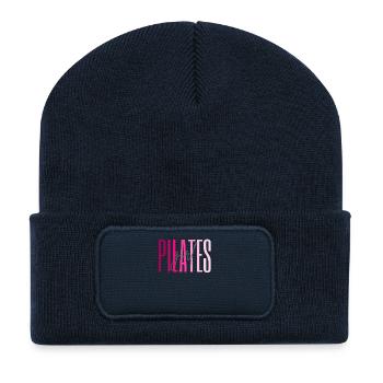 Pilates Girl Pink Fitness Geschenk - Recycelte Patch Beanie - French Navy - Vorne