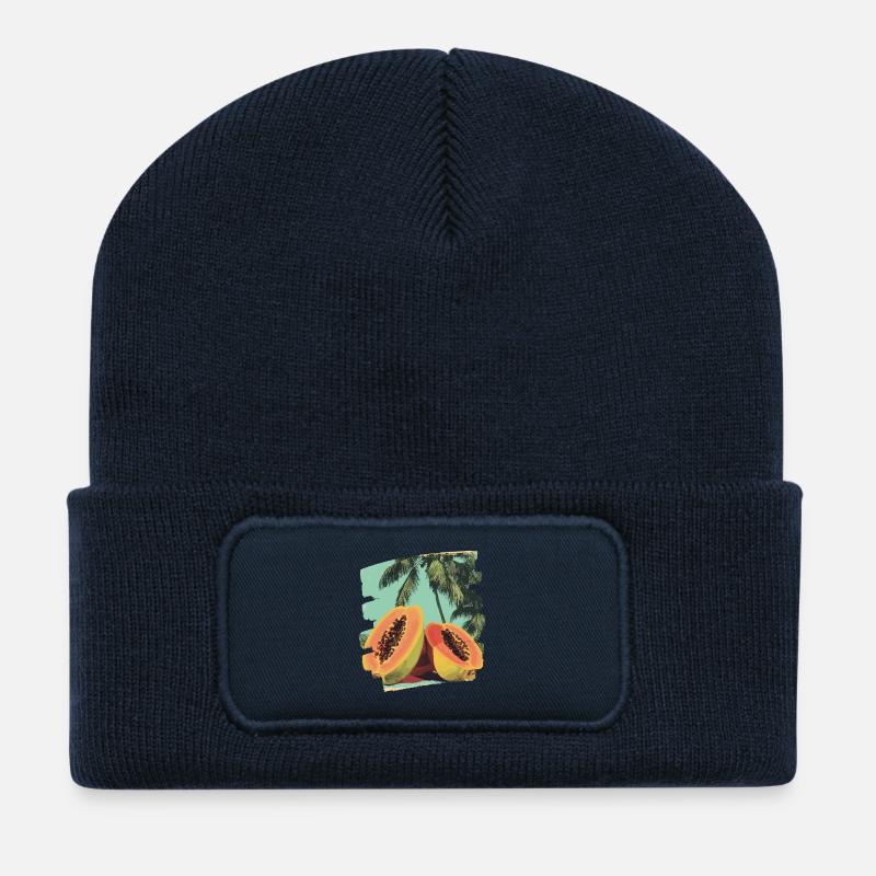 Papaya - Recycled Patch Beanie - french navy