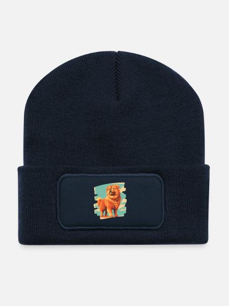 Chow Chow - Beanie recyclé à patch - bleu marine
