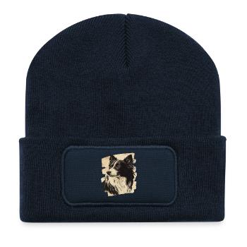 Colley - Beanie recyclé à patch - bleu marine - Devant
