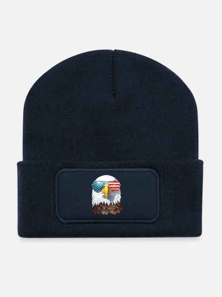 eagle head - Beanie recyclé à patch - bleu marine