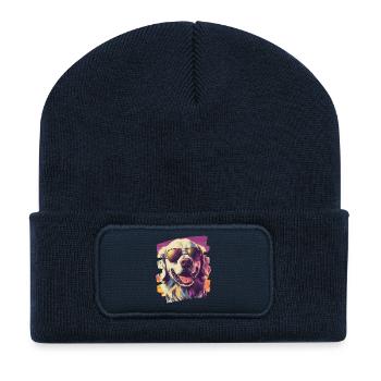 Golden retriever - Beanie recyclé à patch - bleu marine - Devant
