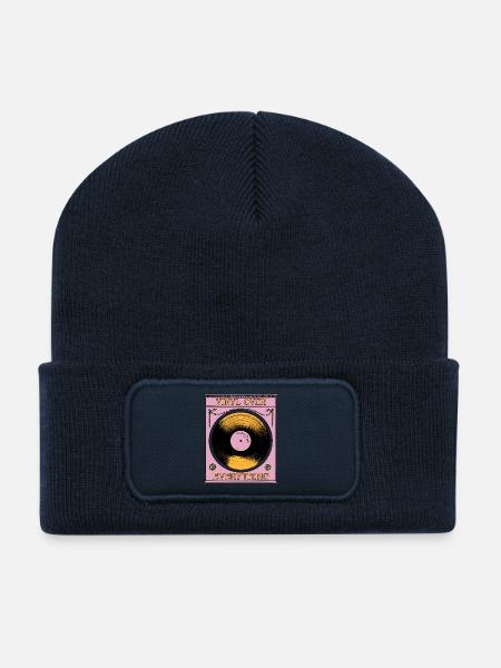 Le vinyle avant tout - Beanie recyclé à patch - bleu marine