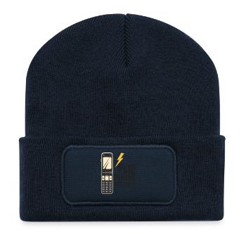 Téléphone à clapet classique Téléphone portable vintage Téléphone portable - Beanie recyclé à patch - bleu marine - Devant