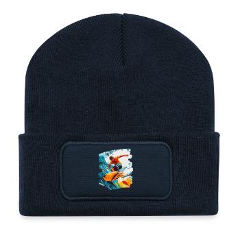 Surfer Surfen Surfbrett Surfing - Recycelte Patch Beanie - French Navy - Vorne