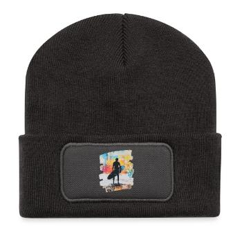 Surfer Surfen Surfbrett Surfing - Recycelte Patch Beanie - Dunkelgrau - Vorne