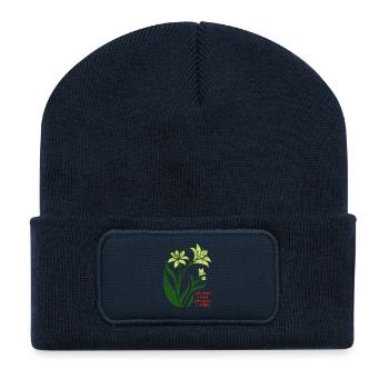 Blumen - Frühling - Be the sunshine - Spruch - Recycelte Patch Beanie - French Navy - Vorne