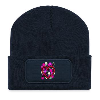 Valentin Valentinstag Herz Herzen Pfeil Liebe - Recycelte Patch Beanie - French Navy - Vorne