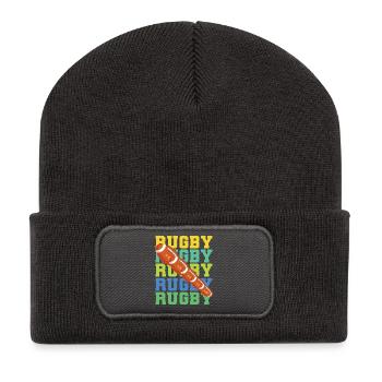 Ballon de Rugby – Design Sportif Style Retro - Beanie recyclé à patch - charbon - Devant