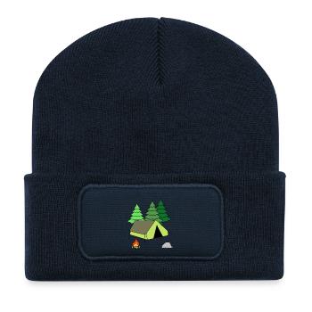 Campfire Tent Camping Camping Forest - Recycled Patch Beanie - french navy - Front