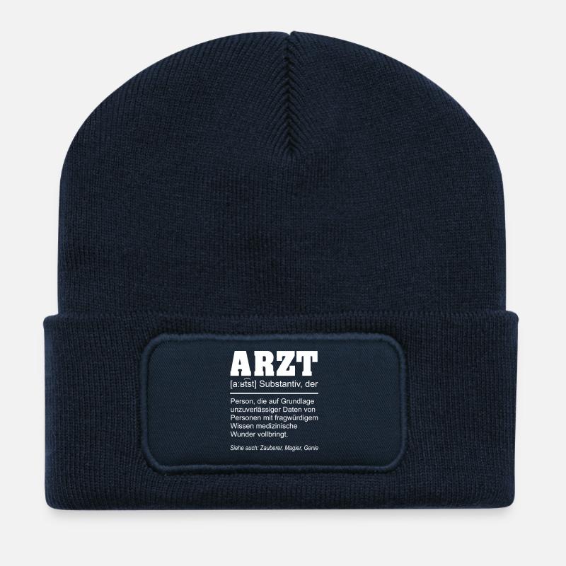 Arzt Definition Beruf lustig - Recycelte Patch Beanie - French Navy
