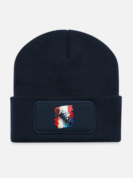 France Drapeau Français - Beanie recyclé à patch - bleu marine