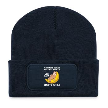 puis attendre1 plan de travail 1 copie - Beanie recyclé à patch - bleu marine - Devant