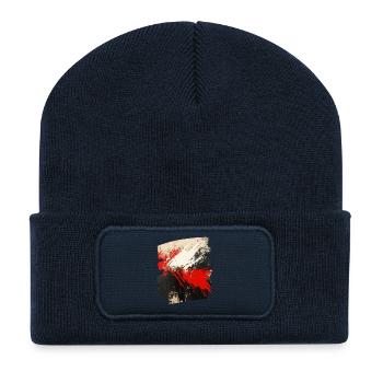 Drapeau polonais Pologne Polska - Beanie recyclé à patch - bleu marine - Devant