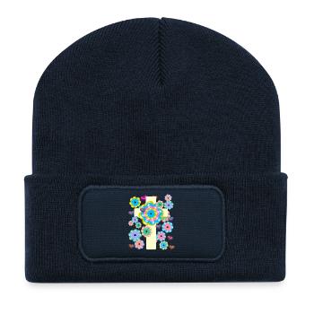 Cross Jesus Crosses Flowers Heart Hearts Crosses - Recycled Patch Beanie - french navy - Front