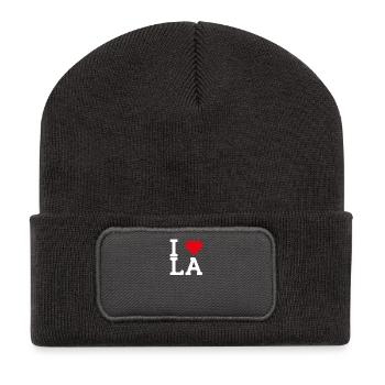 I Love LA Cool Wrong Flag Lover Heart Flag USA - Recycelte Patch Beanie - Dunkelgrau - Vorne