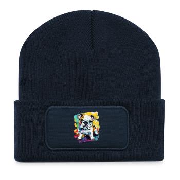 Bulldogge Kampfhund - Recycelte Patch Beanie - French Navy - Vorne