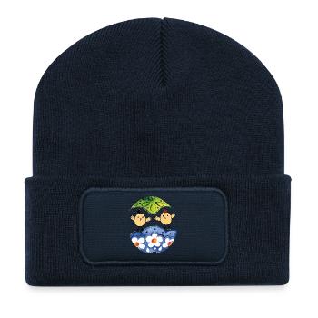 Frohe Ostern - Recycelte Patch Beanie - French Navy - Vorne