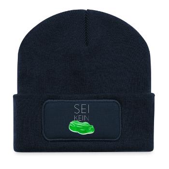 Sei kein Frosch real - Recycelte Patch Beanie - French Navy - Vorne