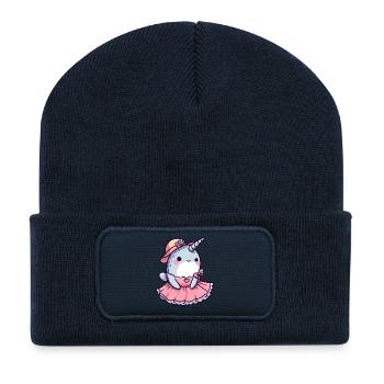 Princesse narval - Beanie recyclé à patch - bleu marine - Devant