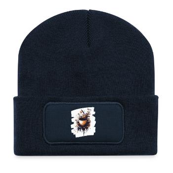 Kaffee Coffee Kaffeeliebhaber - Recycelte Patch Beanie - French Navy - Vorne