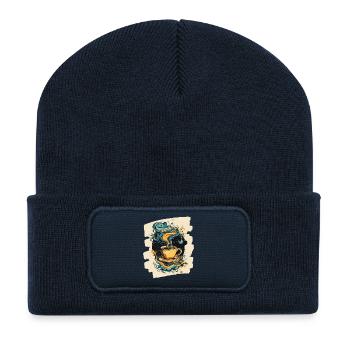 Kaffee Coffee Kaffeeliebhaber - Recycelte Patch Beanie - French Navy - Vorne