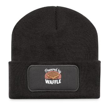 Powered By Waffle Syrup Baker Baking Tasty Morning - Recycelte Patch Beanie - Dunkelgrau - Vorne