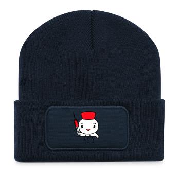 Ente Krankenschwester Arzt Spritze Krankenhaus süß - Recycelte Patch Beanie - French Navy - Vorne
