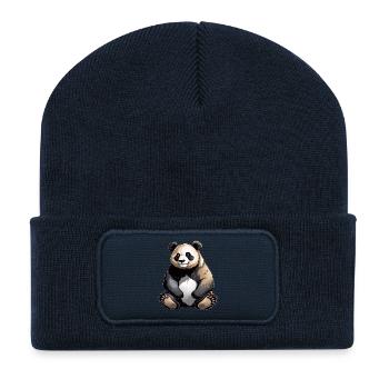 Panda - Cute Animal Design - Recycled Patch Beanie - french navy - Front