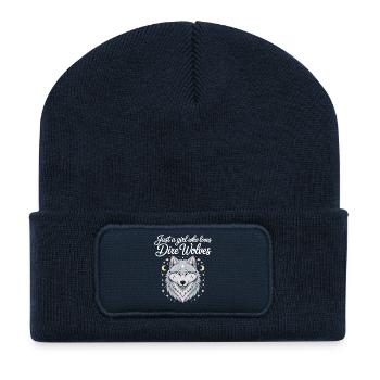 Girl Who Loves Giant Wolves - Recycled Patch Beanie - french navy - Front