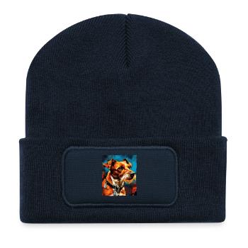 Jack Russel Terrier Hund Porträt - Recycelte Patch Beanie - French Navy - Vorne