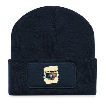 Appareil photo Appareil photo Photographe Femme Photographe - Beanie recyclé à patch - bleu marine - Devant