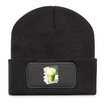 Matcha Latte Liebhaber Grüntee - Recycelte Patch Beanie - Dunkelgrau - Vorne