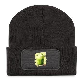 Matcha Latte Liebhaber Grüntee - Recycelte Patch Beanie - Dunkelgrau - Vorne