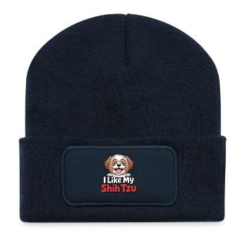 J’aime mon Shih Tzu Dog Love - Beanie recyclé à patch - bleu marine - Devant