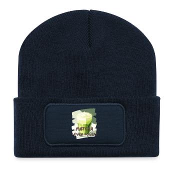 Matcha Lover Lover Matcha Latte Liebhaber Grüntee - Recycelte Patch Beanie - French Navy - Vorne