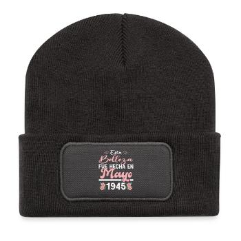 Mai 1945 Vintage Geburtstagsgeschenk - Recycelte Patch Beanie - Dunkelgrau - Vorne