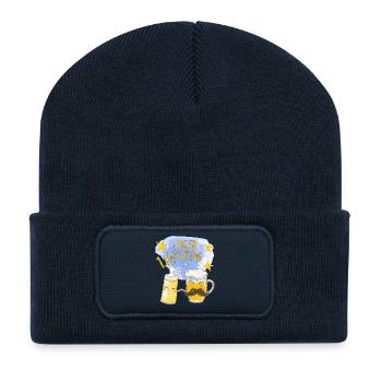 Vatertag Männertag Baby mit Papa Vater Biertrinker - Recycelte Patch Beanie - French Navy - Vorne