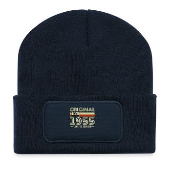 1955 Vintage Retro Geburtstagsgeschenk - Recycelte Patch Beanie - French Navy - Vorne
