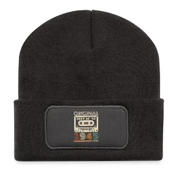 1945 Vintage Retro Birthday Gift - Recycled Patch Beanie - dark grey - Front