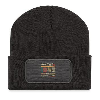 1945 Vintage Retro Birthday Gift - Recycled Patch Beanie - dark grey - Front