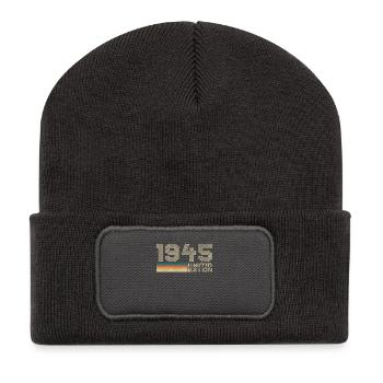 1945 Vintage 80 Years Birthday Gift - Recycled Patch Beanie - dark grey - Front