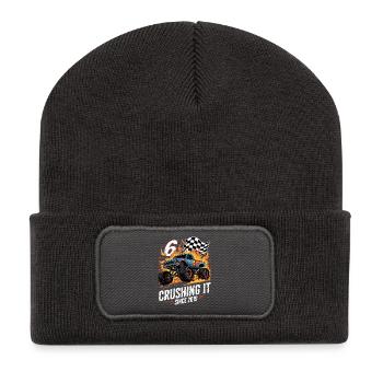 6th Birthday Monster Truck – Crushing It 2019 - Recycled Patch Beanie - dark grey - Front