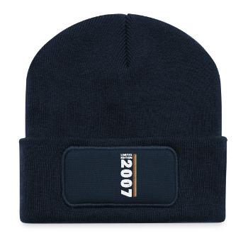 2007 Vintage Retro Geburtstagsgeschenk - Recycelte Patch Beanie - French Navy - Vorne